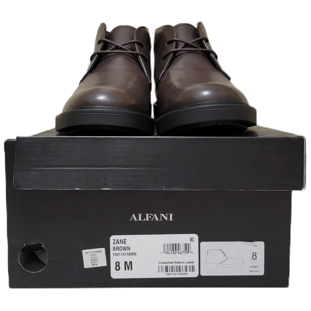Alfani Men Zane Lace Up Chukka Ankle Boots Size US 8M Brown Faux Leather